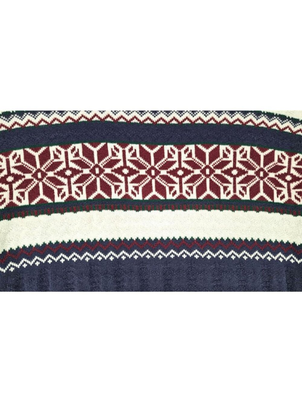 Vintage Van Heusen Men Medium Fair Isle Knit Sweater Red Blue Nordic Snowflake - Picture 4 of 6